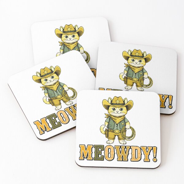 Item preview, funny meowdy cat cowboy western rodeo humor designed and sold by ArtDesignTp.