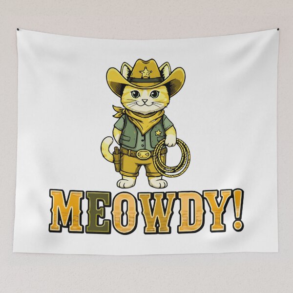 Item preview, funny meowdy cat cowboy western rodeo humor designed and sold by ArtDesignTp.