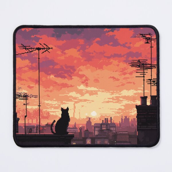 Item preview, Pixel Rooftop Cat at Sunset designed and sold by Rtymer.
