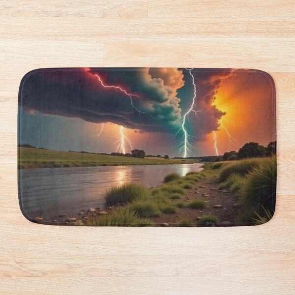 Item preview, Epic Lightning Storm Over River at Sunset designed and sold by BeautifulVirtues.