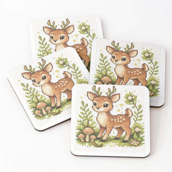 Item preview, Pixel Art Fawn in Enchanted Mushroom Meadow – Retro Cute Deer Adventure! designed and sold by Ulikedigital14.