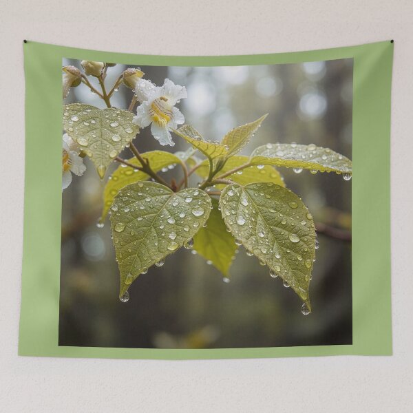 Item preview, Budding Catalpa Leaves and Blossoms on Rainy Day designed and sold by Tridentulus.