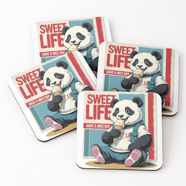 Item preview, Sweet Life Panda Ice Cream Vintage Cute Graphic T-Shirt Design designed and sold by ArtnarongDesign.