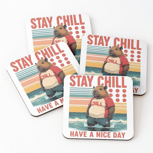 Item preview, Stay Chill Capybara Beach Vintage Streetwear T-Shirt Design designed and sold by ArtnarongDesign.
