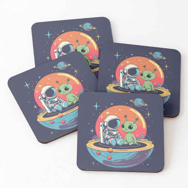 Item preview, Cosmic Explorer 06 | Retro Astronaut and Alien Friend on Space Platform designed and sold by NK-Studios .