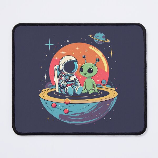 Item preview, Cosmic Explorer 06 | Retro Astronaut and Alien Friend on Space Platform designed and sold by NK-Studios .