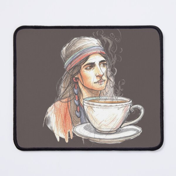 Item preview, Bohemian Woman with Coffee Cup Art designed and sold by Verdezeus86 .