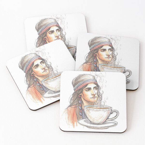 Item preview, Bohemian Woman with Coffee Cup Art designed and sold by Verdezeus86 .