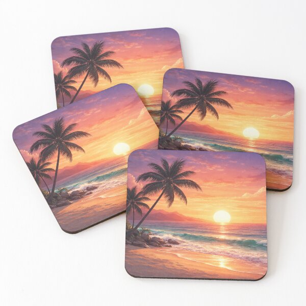 Item preview, Tropical Sunset Beach with Palm Trees – Aesthetic Nature Landscape designed and sold by TaliVibes.