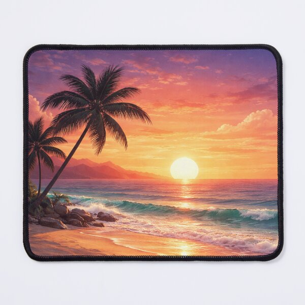 Item preview, Tropical Sunset Beach with Palm Trees – Aesthetic Nature Landscape designed and sold by TaliVibes.