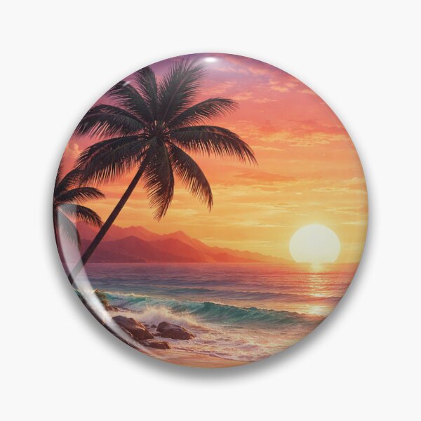 Item preview, Tropical Sunset Beach with Palm Trees – Aesthetic Nature Landscape designed and sold by TaliVibes.