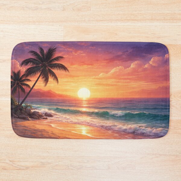 Item preview, Tropical Sunset Beach with Palm Trees – Aesthetic Nature Landscape designed and sold by TaliVibes.