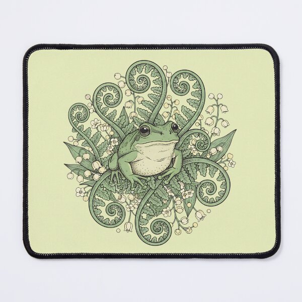 Item preview, Cottagecore Green Tree Frog with Ferns and Lily of the Valley designed and sold by BirdsnStuff.