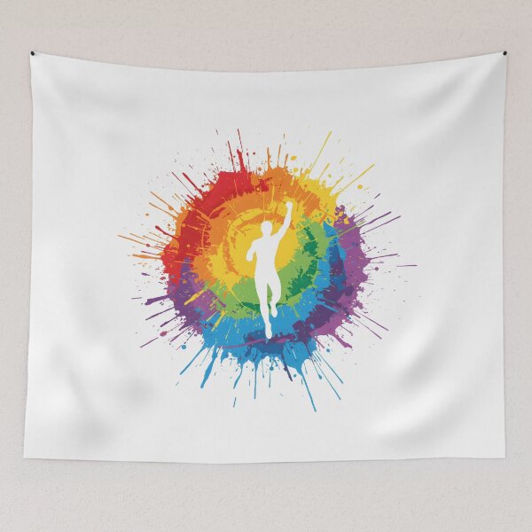 Item preview, Colorful Victory Splash: Silhouette of a Winner in Rainbow Paint Splatter designed and sold by RoseVathRam.