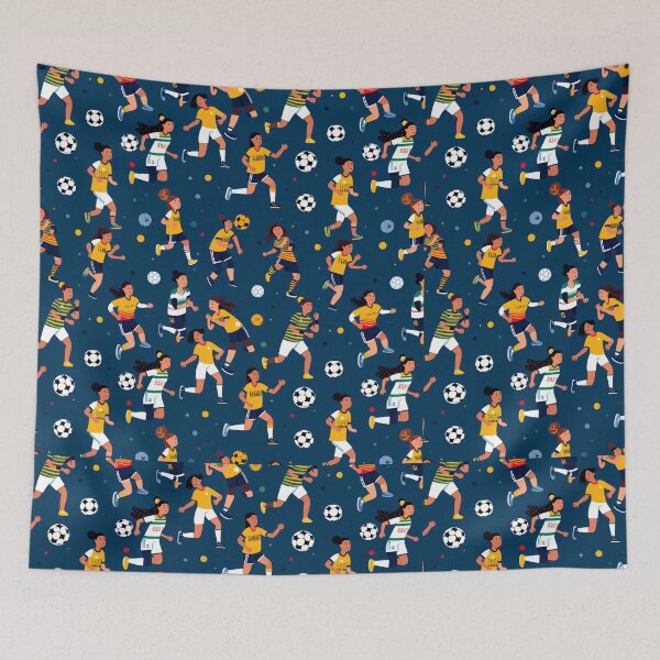 Item preview, Brazil Women’s Soccer Stars - Blue Sports Pattern designed and sold by edstorebeaches.