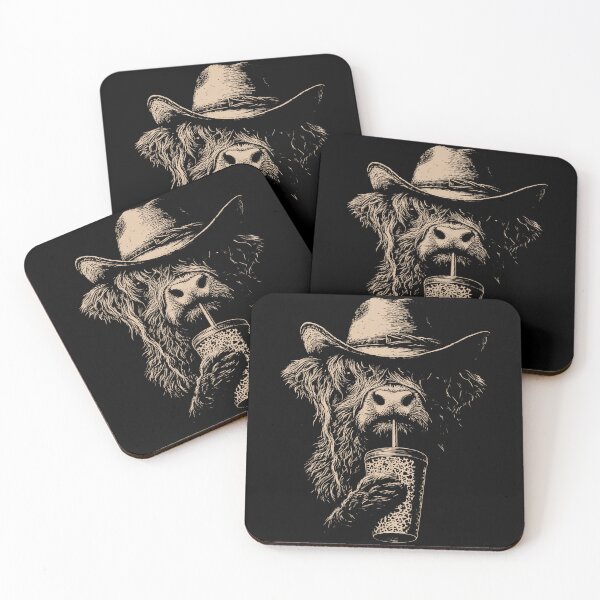Item preview, Highland cow cowboy hat coffee lover western animal art designed and sold by margamPagenberg.