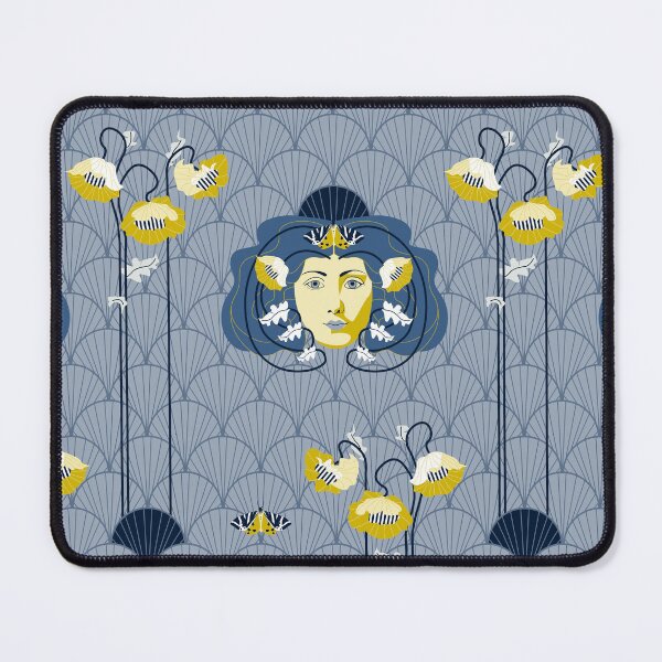 Item preview, Art Nouveau - blue lady and yellow poppies designed and sold by kobyakov.