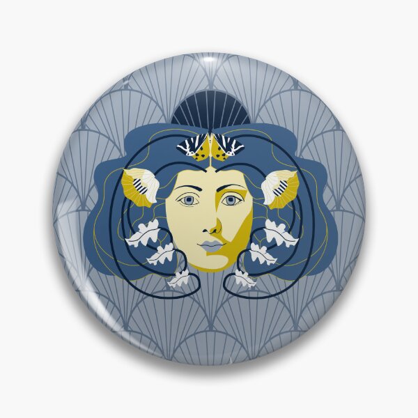 Item preview, Art Nouveau - blue lady and yellow poppies designed and sold by kobyakov.