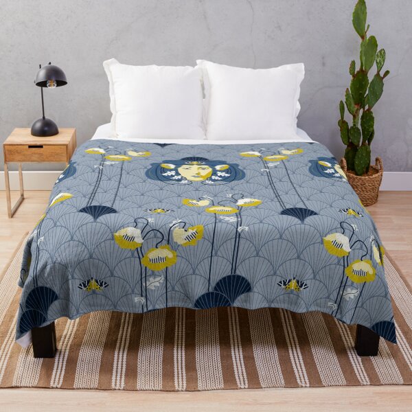 Item preview, Art Nouveau - blue lady and yellow poppies designed and sold by kobyakov.