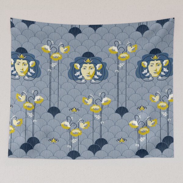 Item preview, Art Nouveau - blue lady and yellow poppies designed and sold by kobyakov.