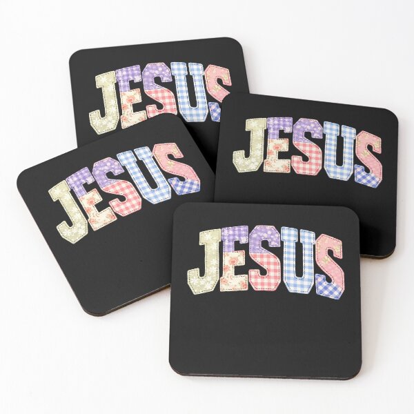 Item preview, Jesus patchwork floral gingham faith lettering art designed and sold by margamPagenberg.