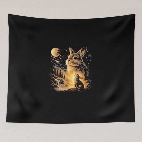 Item preview, Bunny Howling to The Moon Vintage 90s Animal Easter Day designed and sold by MatherFisher.