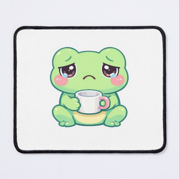 Item preview, Sad Frog Holding Mug Emotional Sticker designed and sold by Barkybond.