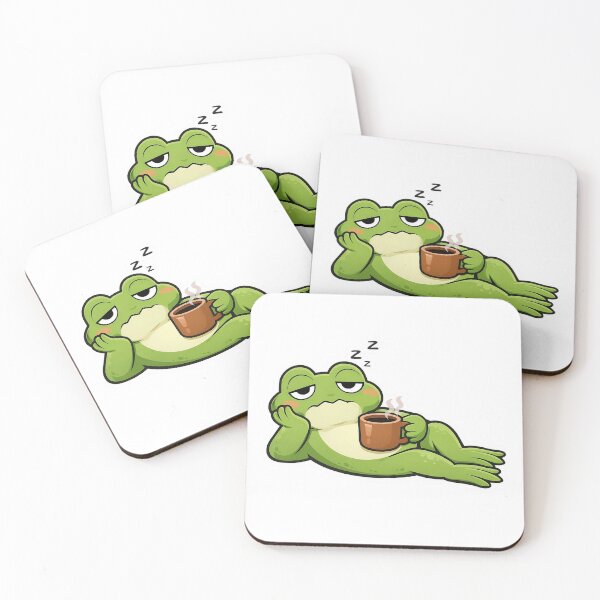 Item preview, Lazy Sleepy Frog Lying With Coffee Sticker designed and sold by Barkybond.