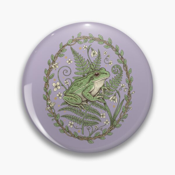 Item preview, Green Tree Frog Botanical Wreath with Ferns and Snowdrops designed and sold by BirdsnStuff.