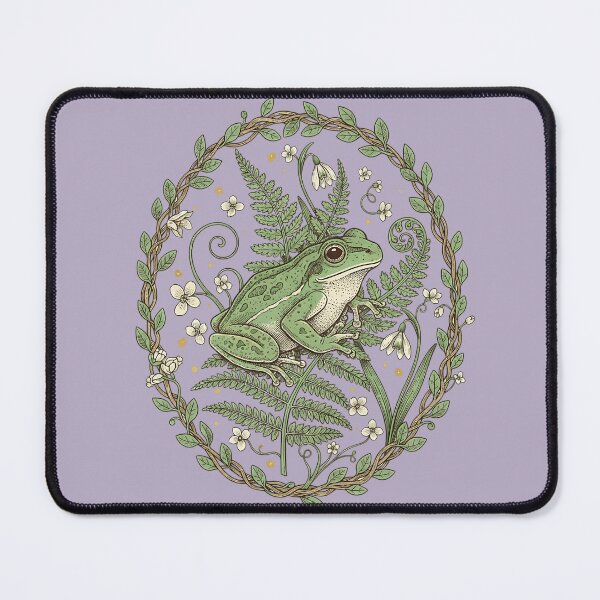 Item preview, Green Tree Frog Botanical Wreath with Ferns and Snowdrops designed and sold by BirdsnStuff.