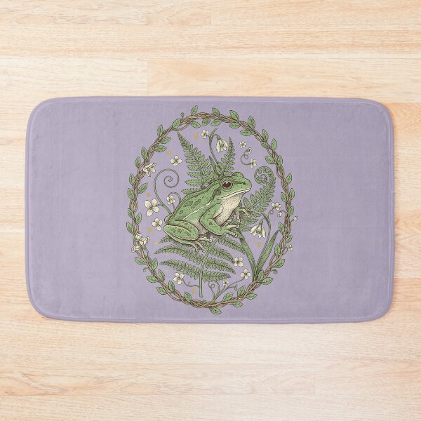 Item preview, Green Tree Frog Botanical Wreath with Ferns and Snowdrops designed and sold by BirdsnStuff.