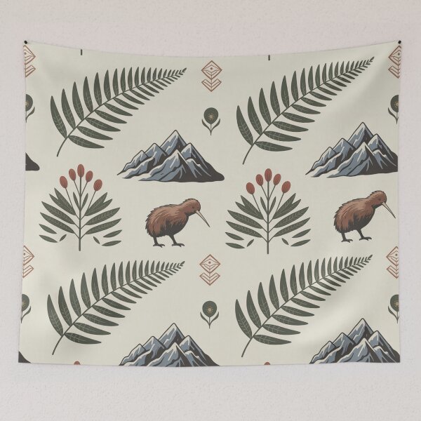 Item preview, New Zealand Kiwi & Fern Seamless Pattern designed and sold by Midnight Veil Designs.