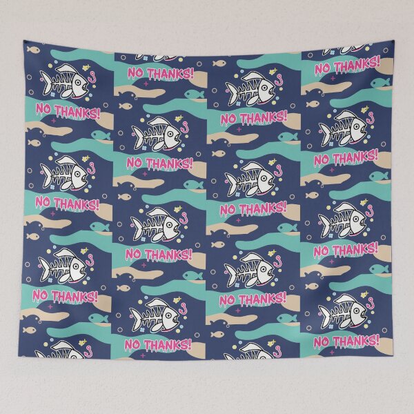 Item preview, No Thanks! Funny Fish Skeleton Cartoon designed and sold by Taridesign.