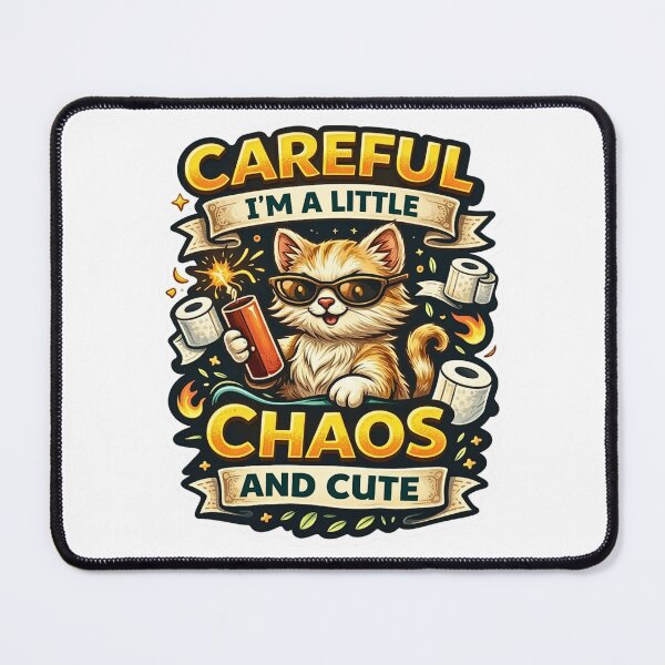 Item preview, Careful I’m A Little Chaos and Cute - Funny Orange Cat Dynamite Sticker designed and sold by Psychlee Best Finds.