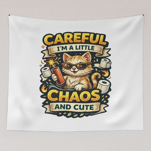 Item preview, Careful I’m A Little Chaos and Cute - Funny Orange Cat Dynamite Sticker designed and sold by Psychlee Best Finds.
