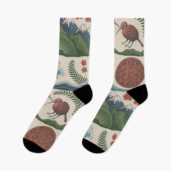 Item preview, New Zealand Kiwi Birds & Ocean Waves Seamless Pattern designed and sold by Midnight Veil Designs.