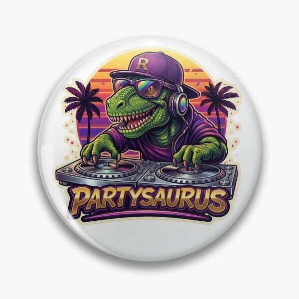 Item preview, Partysaurus DJ T-Rex - Funny Retro 90s Aesthetic Dinosaur Sticker designed and sold by Psychlee Best Finds.
