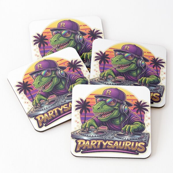 Item preview, Partysaurus DJ T-Rex - Funny Retro 90s Aesthetic Dinosaur Sticker designed and sold by Psychlee Best Finds.