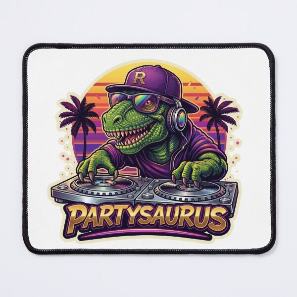 Item preview, Partysaurus DJ T-Rex - Funny Retro 90s Aesthetic Dinosaur Sticker designed and sold by Psychlee Best Finds.