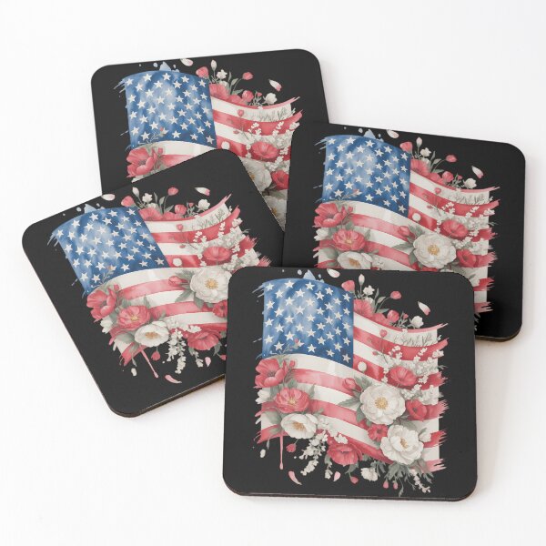 Item preview, Floral American Flag 4th of July Independence Day designed and sold by TrinaEspinoza.