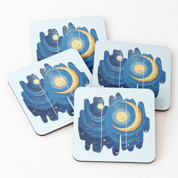 Item preview, Crescent Moon - Three Panel Aesthetic - Abstract Impressionist Moon & Stars designed and sold by PriyaMagic.