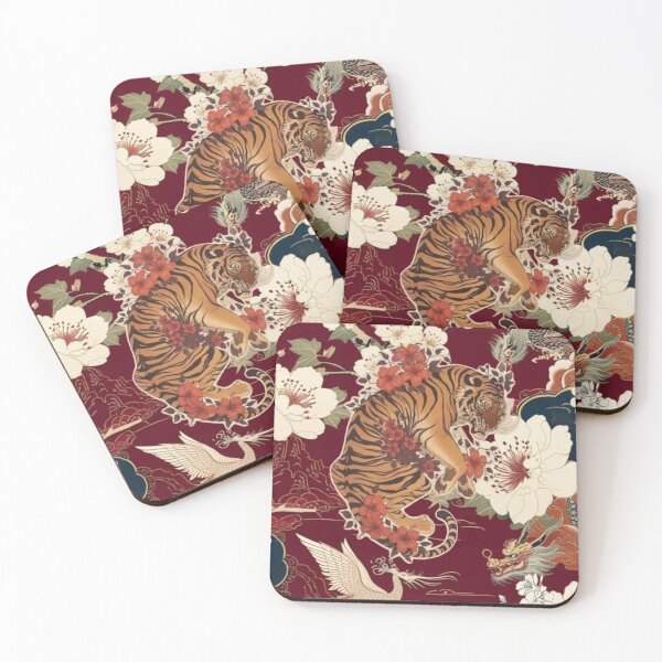 Item preview, Design Tiger & Dragon – Japanese Style Floral Art designed and sold by Valiabeth.