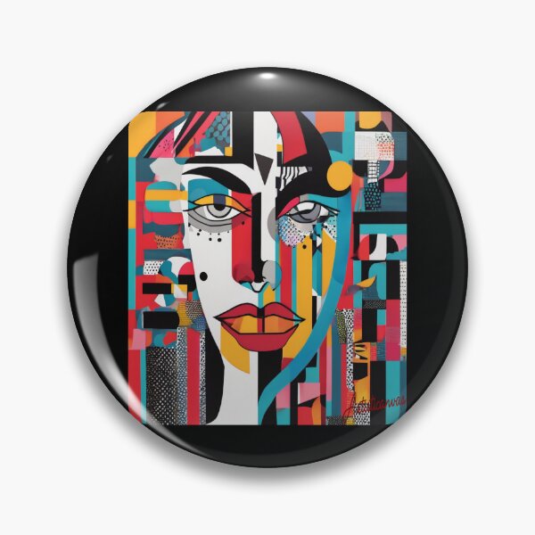 Item preview, Colorful Cubist Geometric Pop Art Face Identity designed and sold by Artisticanvas.