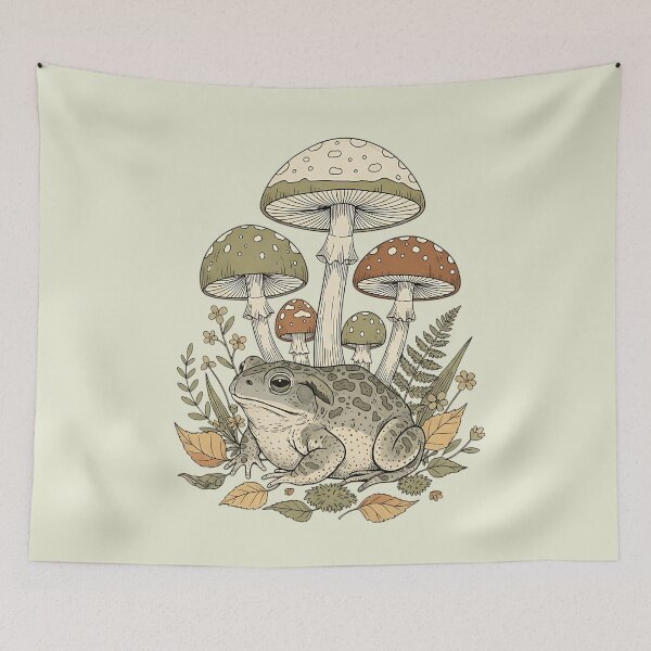 Item preview, Toad with Mushrooms Autumn Leaves and Wildflowers designed and sold by BirdsnStuff.