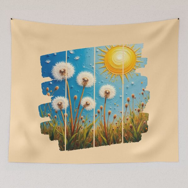 Item preview, Golden Sun & Dandelions - Segmented Impressionist Meadow  designed and sold by PriyaMagic.