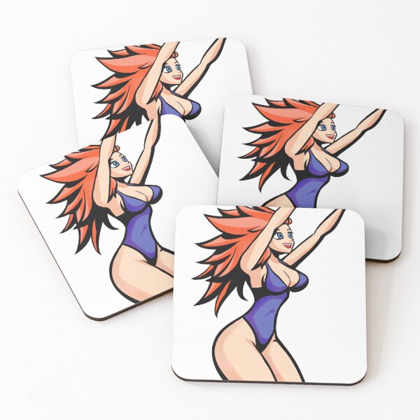 Item preview, Red Spiky Hair Anime Girl Purple Leotard designed and sold by heeydraws.