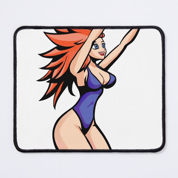 Item preview, Red Spiky Hair Anime Girl Purple Leotard designed and sold by heeydraws.