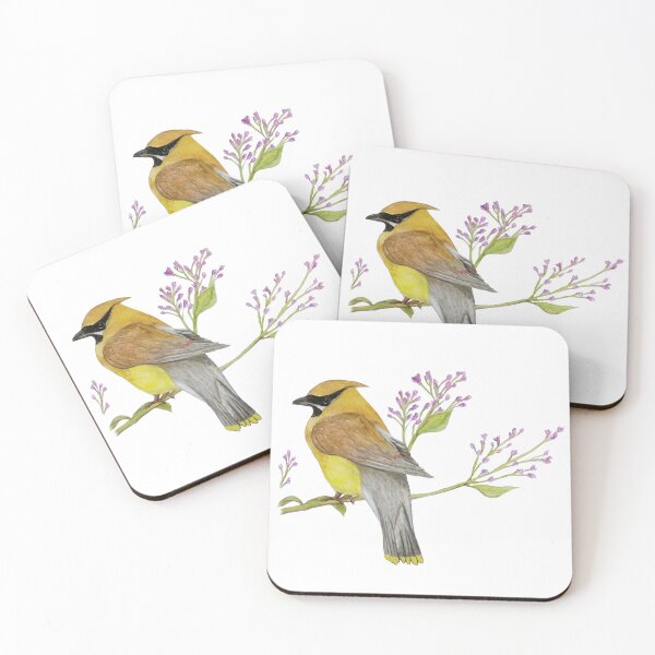 Item preview, Cedar Waxwing - Yellow Bird in Lilac Bush designed and sold by Imagine Bee Studio.
