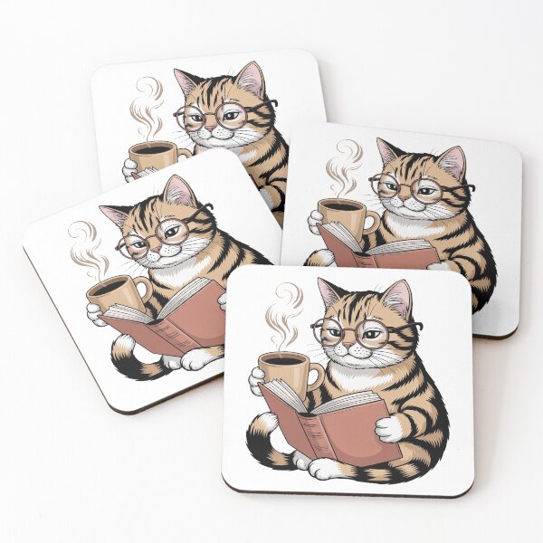 Item preview, Cute Cat Reading Book Lover Coffee designed and sold by QuiteOrbit.
