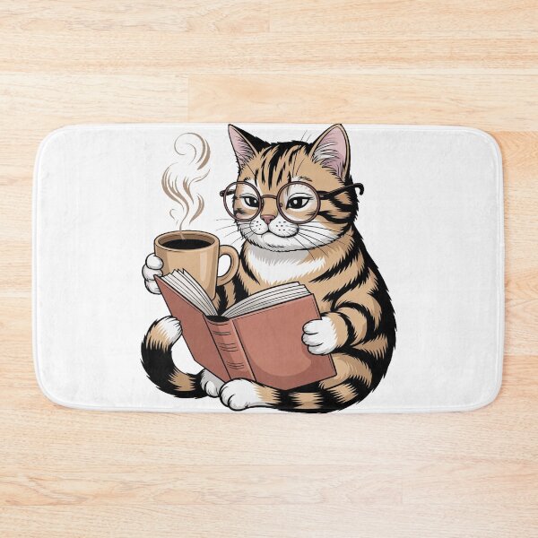 Item preview, Cute Cat Reading Book Lover Coffee designed and sold by QuiteOrbit.
